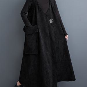 TEMU 봄/가을 한복 플러스 사이즈 디자인 조절 가능한 넓은 스트랩 루즈 캠이솔 드레스