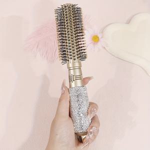 TEMU 1개 세련된 긴 손잡이 컬링 빗, 인조 장식, 정전기 방지 및 엉킴 방지, 곱슬머리 또는 헤어 여성용 창의적인 쿠션 브러쉬