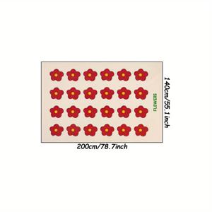 TEMU 1개 레드 플로럴 패턴 에어리어 매트, 부드러운 플러시 모조 캐시미어, 미끄럼 방지 세탁 가능한 바닥, 기계 세탁 가능, 접을 수 있음, 1100gsm, 4.3mm 두께, 거실, 침실, 공부방 및 실내 사용에 이상적, 거실용 러그