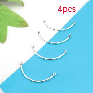 TEMU 클래식 실버리 패턴 하프 뱅글 커넥터 4개, 멀티홀 커넥터, 목걸이 커넥터, 커브드 뱅글 매칭 액세서리, DIY 공예 커넥터, DIY 공예 뱅글 재료 키트, 로프 팔찌 만들기 액세서리 재료, DIY 주얼리 만들기 액세서리