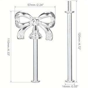 TEMU 우아한 리본 케이크 스탠드 핸들 - 주석 합금, 폴리시드 메탈, 5.7