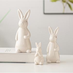 TEMU 토끼 피규어 3개 세트, 귀여운 흰색 부활절 토끼 장식, 가정 장식용, 실내 및 실외 정원 장식에 적합