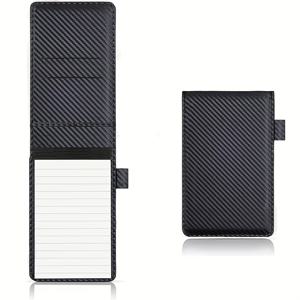 TEMU 블랙 가죽 포켓 메모장 홀더 (카본 파이버 재질), 3X5인치 메모 패드용 디자인. D와 K 경찰 포켓 노트북용 한 줄 메모장 1개 포함