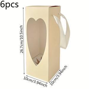 TEMU 할로윈 핸드헬드 꽃 포장 박스 6개, 크리스마스 선물 상자 포장, 어버이날 오리지널 홀아웃 선물 상자, 하트형 핸드헬드 박스 꽃다발 및 꽃꽂이용, 선물 장식 DIY 공예 재료 - 개별 구매