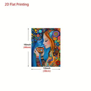 TEMU 1개 만화 여성 커피 마시는 캔버스 아트 프린트 | 클래식 모던 스타일 프레임리스 벽 장식 (가정, 사무실, 욕실, 거실, 침실, 식당용) - 완벽한 방 장식 | 생일 및 휴일을 위한 창의적인 선물, 12x16인치