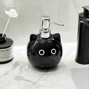 TEMU 매력적인 검은 고양이 세라믹 로션 병, 둥근 눈이 달려 있습니다 - 장식 및 기능이 모두 갖추어져 있습니다, 집 장식에 완벽하고, 좋은 휴일 선물 아이디어, 욕실 장식