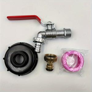 TEMU 범용 금속 IBC 탱크 아웃렛 밸브 어댑터(커버 포함) - 정원용 물통 및 잔디 관리용 내구성 있는 3/4