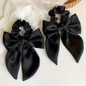 TEMU 2개입 리본 머리끈, 짧은 스트리머 포함 | 발렌타인데이, 새해, 생일 파티, 크리스마스 선물로 이상적 - 재질, 귀여운 포니테일 장식
