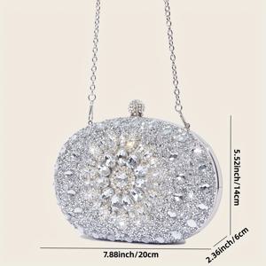 TEMU 반짝이는 라인스톤 클러치 백, 선 핸드백, 이브닝 핸드백, 박스형 가방, 볼 및 파티에 적합한 고급 핸드백, 이브닝 드레스 가방, 스타일리시하고 다재다능한 여성용 숄더백.