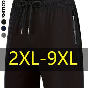 TEMU 플러스 사이즈 와이드 레그 남성용 쇼츠 여름 가벼운 지퍼 포켓 오버사이즈 무릎길이 바지 2XL 3XL 4XL 5XL 6XL 7XL 8XL 9XL, 플러스 사이즈