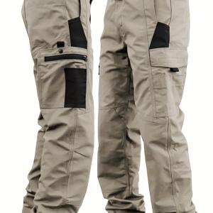 TEMU 1개 남성용 다용도 포켓 택티컬 카고 팬츠 - 야외 하이킹, 건설 작업, 캠핑 및 사냥용 헤비듀티 택티컬 기어 팬츠 | 봄/가을/여름에 적합한 내구성 택티컬 팬츠, 손세탁 가능한 작업복