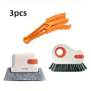 TEMU 3pcs 세트 창문 트랙 청소 브러시 - 분리형 문&창턱 스크럽, 유리 코너 클리너, 플라스틱 선반 간격 청소기 | 거실, 침실, 주방 및 야외용 | 인체공학적 핸들 | 내구성 있는 플라스틱 브러시