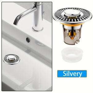 TEMU 1개 스테인리스 세면대, 누름식 리본 코어, 냄새 및 누수 방지 설계, 범용 욕실 사용에 적합한 코어 배수 액세서리 포함