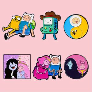 TEMU 6개/세트 어드벤처 타임 만화 라펠 핀 에나멜 핀 백팩 서류가방 배지 브로치 의류 액세서리 패션 선물