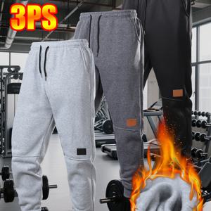 TEMU 3피스 세트 / 남성용 캐주얼 스포츠 긴 바지, 피트니스, 레저, 홈웨어에 적합, 따뜻하고 편안한 플리스 소재로 활용도 높은 제품