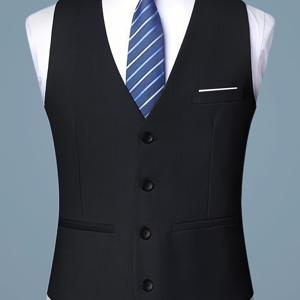 TEMU 1개 남성 슬림핏 V넥 민소매 조끼 사계절용 단색 싱글버튼 디자인 (조끼 1개)