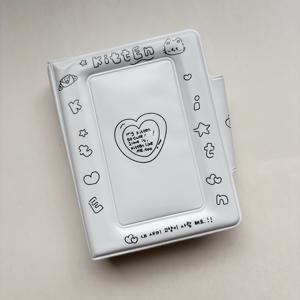 TEMU 3인치 스타일 접이식 포토 앨범, 버튼 디자인 KPOP 한국 스타 스크랩북, 가족 여행 앨범, 40장 대용량