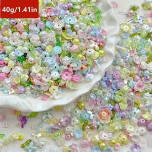 TEMU 40g/1.41인치, 3-12mm 아크릴 혼합 꽃잎 모음, DIY 구슬 주얼리 제작용 – 팔찌, 목걸이, 헤어 액세서리에 적합, 초보자 및 전문가에게 이상적