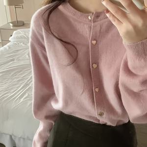 TEMU 캐주얼 라쿤 벨벳 가디건 | 숏 기장, 버튼 디테일, 단색, 가을/겨울에 이상적