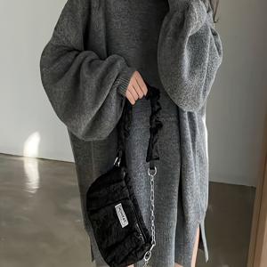 TEMU 플러스 사이즈 - 플러스 사이즈 - 스타일리시하고 캐주얼한 하이엔드 엘레강트 터틀넥 풀오버 긴팔 스웨터, 독특한 디자인으로 니치 마켓을 위한 제품|빅사이즈