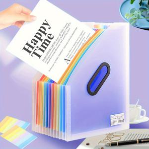 TEMU A13 포켓 컬러 확장 폴더, A4 사이즈, 투명 멀티 컬러 아코디언 보관함, 사무실, 가정 및 학교에 적합, 혼합 색상, 문서 및 영수증 보관, 데스크탑 파일 정리함