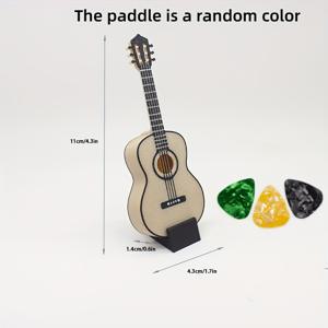 TEMU 1개 미니어처 악기: 픽 홀더가 포함된 미니 기타 모델, 창의적인 데스크탑 장식, 무료 픽 3개 포함