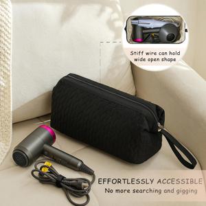 TEMU 손잡이 달린 대형 휴대용 헤어 도구 보관함, 스트레이트너, 컬링 아이롱, 헤어 드라이어 등을 위한 여행용 액세서리 정리함