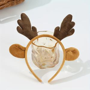 TEMU 카니발 귀여운 갈색 퍼지 사슴 안테라 헤드밴드, 귀가 달린 폴리에스터 파티 헤드웨어, 깃털이 없는, 다크론과 스파넥스 소재, 축제와 일상적인 사용에 적합, 카니발/마르티그라스/마스케라드