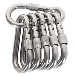 TEMU 햄록 캠핑 잠금 스프링 후크 6개, M5 고품질 스테인리스 D형 스프링 후크, 소형 스프링 걸쇠, 캠핑, 해먹, 하이킹, 강아지 목줄 및 키체인에 적합 - 아웃도어 애호가를 위한 완벽한 선택