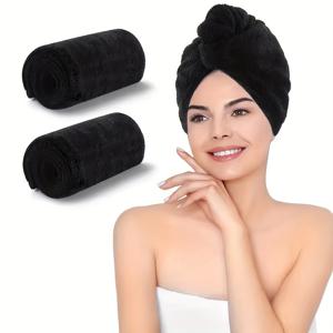 TEMU 2개 초흡수 마이크로파이버 헤어 타월, 320GSM 부드러운 빠른 건조 헤어 드라이 캡, 무향 컬 강화 텍스처 헤어 랩 터번, 쉬운 더블 버튼 디자인, 욕실 액세서리, 크리스마스, 새해 완벽한 선물