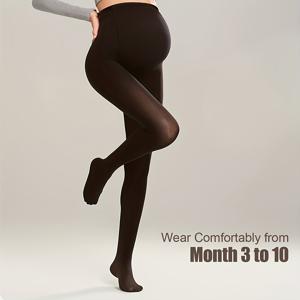 TEMU 120D 여성 임산부 타이츠, 블랙 & 애프리콧 임산부 팬츠, 조절 가능한 허리, 3-10개월 임신에 적합, 임신 중 최적의 선택
