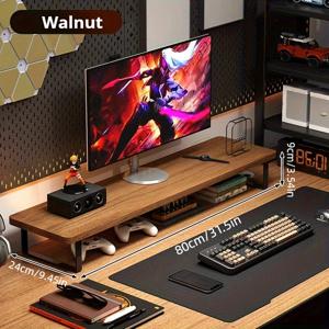 TEMU 인체공학적 게이밍 모니터 스탠드 (탄소강 다리) - 튼튼한 나무 데스크 정리대, 높이 및 각도 조절 가능, 공간 절약형 디자인 (가정, 사무실, 주방, 거실용) - 컴퓨터/TV/모니터 호환 - 게이머 및 전문가에게 이상적인 선물|책상|게임|컴퓨터책상