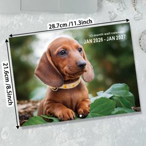 TEMU 1권, 강아지 테마 벽걸이 달력, 사들 스티치 제본, 2026년 1월부터 2027년 1월까지; 양면 컬러 코팅지, 16가지 고화질 강아지 이미지, 대형 그리드 날짜 디자인, 각 페이지에 현재 달과 전후 달 표시; 가정 또는 사무실 일정 관리에 적합