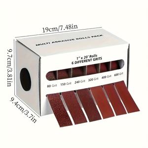 TEMU 옥사이드 샌드페이퍼 롤 세트 (스탠드 포함) - 6롤 패브릭 연마 롤, 다양한 그릿 사이즈 80, 150, 240, 320, 400, 600, 샌딩 블록, 금속, 유리, 목공용 - 에머리 천 롤 패키지 (80)