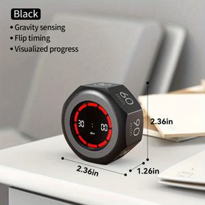 TEMU 1 시각적 중력 감지 타이머 | 학습 규칙 점검기, 주방 피트니스 베이킹 타이머, 충전식, 리튬 배터리|타이머