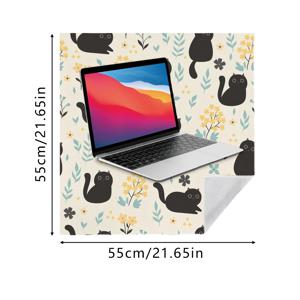 TEMU 1개 HUAJI 대형 매직 테이프 고양이 침대 & 여행용 랩, 귀여운 검은 새끼고양이 & 꽃무늬, 세탁 가능한 내구성 반려동물 침구, 스크래치 커버, 기계 세탁 가능, 사용 편리