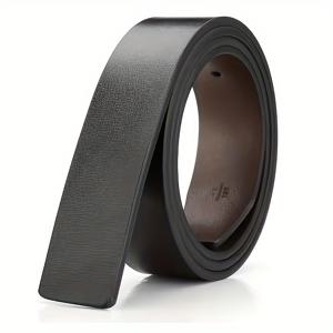 TEMU 신상 남성용 정품/인조 가죽 벨트, 리버스 디자인, 스타일리시한 버클 없는 고급스러운 블랙 & 브라운 컬러, 폭 3.3cm