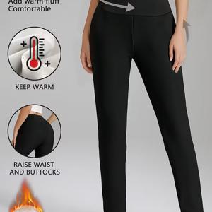 TEMU 여성용 따뜻하고 두꺼운 기모 안감 레깅스, 가을/겨울용, 잠옷 및 홈웨어에 적합합니다. 이 열기계 레깅스는 완벽하게 몸에 맞아 겨울철 따뜻함에 필수적입니다.