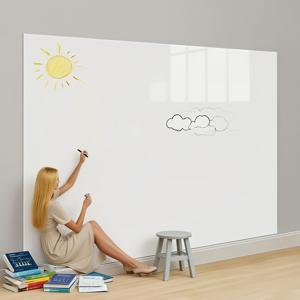 TEMU 1롤 접착식 화이트보드 벽지 - 벽, 사무실, 집, 캐비닛, 책상에 적합한 탈착식 드라이 이레이스 보드 - 간편 설치, 도구 및 준비 불필요, ic 호환 화이트 표면