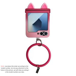 TEMU 휴대폰 케이스 - 힌지형 피부 흡수 그라데이션 로즈 핑크 3D 로즈 레드 이어 원형 폰 케이스 (Z Flip 7, Z Flip 7FE, Z Flip 6, Z Flip 5, Z Flip 4, Z Flip 3 호환)