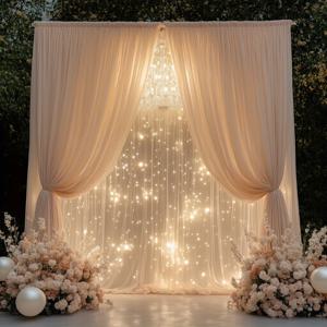 TEMU 2개 세트 우아한 샴페인 튜브 파티 배경 튤, 부드러운 폴리에스터 메쉬 원단 - 테마 파티, 졸업식, 브라이덜 샤워, 약혼식, 결혼식, 아치 장식, 무대 장식, 연회 배경, 선물, 공예용 원단, 전원 불필요, 실내외 사용 가능