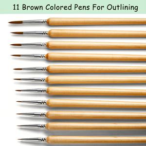 TEMU [11피스 내구성 페인트 브러쉬] 미세 브러쉬 | 아크릴, 유화, 수채화, 페이스 페인팅, 네일 디자인, 스케일 모델 페인팅 및 라인 드로잉에 완벽