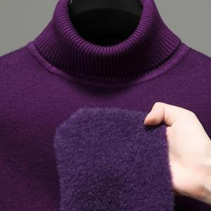 TEMU 남성용 하이넥 니트 스웨터 | 캐주얼 두꺼운 폴로버, 폴리에스터 섬유 안감, 통기성 및 흡습성, 가을/겨울에 적합|반팔니트|기능성반팔