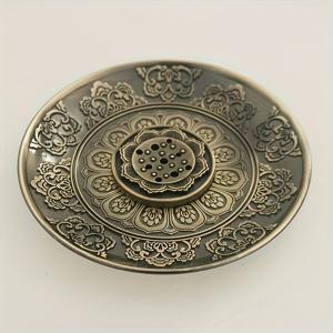 TEMU 로터스 젠 메탈 향로 홀더, 9구멍 조각 향로 트레이 + 향로 스탠드, 요가 합금 향로 홀더 2개 + 재받이, 대형 롱넥 스틱 향로 홀더, 전통 패턴 핸드캐스트 철제 캔들 홀더, 홈 데코 명상 영적 액세서리, 이상적인 휴일 선물