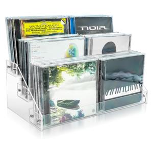 TEMU 3단 투명 아크릴 CD 랙, DVD/CD 디스플레이 스탠드 및 바이닐 레코드 보관 선반, 24개 표준 CD 케이스 수납, 미디어 책장 정리용