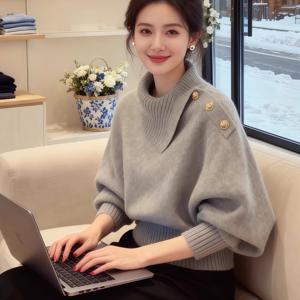 TEMU 여성용 가을겨울 한국식 레이지 스타일 라펠 허리 소프트 왁스 감성 고급 스웨터 탑 부드러운 착감 세련된 라인으로 여성미 업 보온성과 분위기를하며 데일리・외출・친구모임・오피스 캐주얼 코디에 어울리는 트렌디한 필수