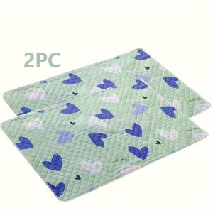 TEMU 재사용 가능한 펫 케이지 매트 세트 - 3가지 패턴 옵션: 파란 하트/핑크 하트/파란 공룡이 있는 녹색. 내구성 강한 세탁 가능 폴리에스터 베이스 매트, 27.6x19.7인치. 햄스터, 토끼, 기니피그, 다람쥐, 고양이, 개, 파충류에 적합. 내구성 있는 다기능 세탁 가능 케이지 매트, 고양이와 개 침구, 재미있는 패턴 디자인
