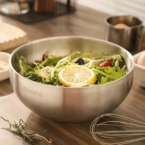 TEMU 내열 및 내화 보호 기능이 있는 대용량 스테인리스 스틸 더블월 볼 - 상업용 & 가정용 주방 사용, 쉬운 세척 라운드 디자인 - 레스토랑, 케이터링, 일상 식사, 현대 주방용품, 내구성 강한 음식 용기, 전문 요리사를 위한 이상적인 파스타, 샐러드, 수프 그릇