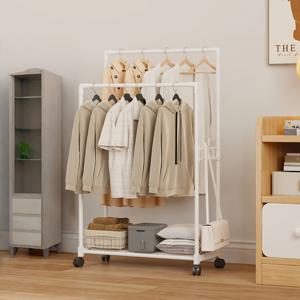 TEMU 휠이 달린 견고한 스탠딩 빨래건조대 - 튼튼한 금속 빨래 보관대, 공간절약형 홈 옷걸이, 기숙사 및 아파트용 - 이동식 빨래바구니와 연결 가능|빨래건조대|빨래바구니