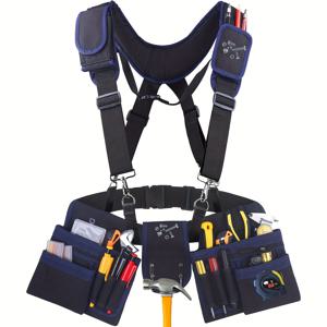TEMU 1세트 툴 벨트 및 멜빵 포함, 24포켓 툴 하네스, 자석 손목 스트랩, 분리 및 조절 가능한 툴 파우치. 일상생활 및 가정 작업자, 전기기사, 목수, 건설 작업자에게 적합. 휴대용, 선물용, 크리스마스 용품으로 이상적